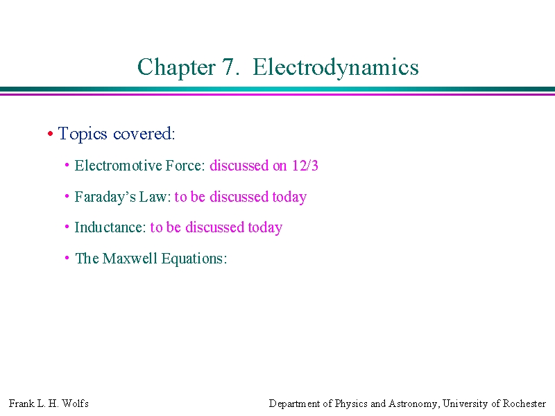 Chapter 7 Electrodynamics 