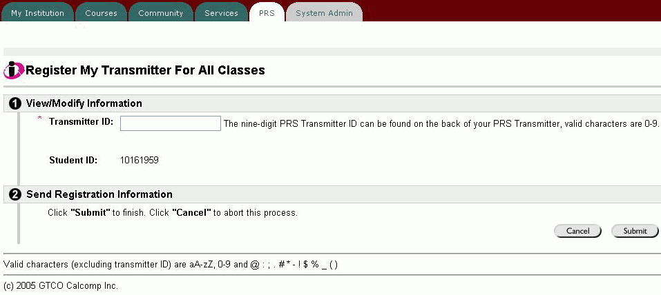 A Sample Student Registration Form