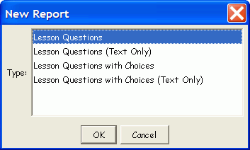 Create Lesson Report dialog