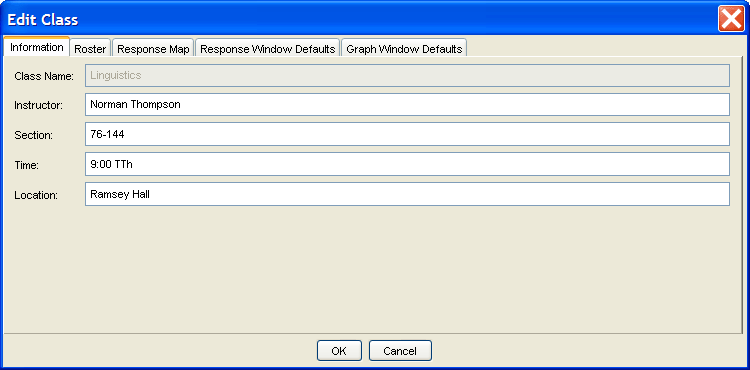 Edit Class Definition dialog