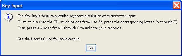 Connection Menu Key Input dialog