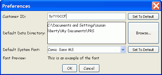 File Menu Preferences dialog