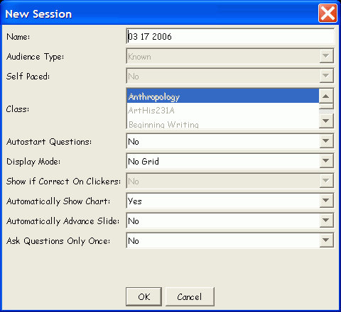 The New Session dialog for an RF Session