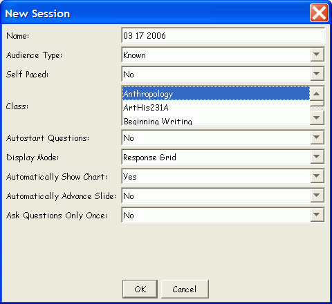 The New Session dialog for an IR Session