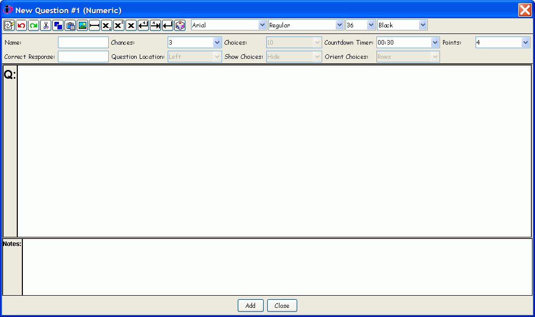 Question Editor for Numeric Lesson Types