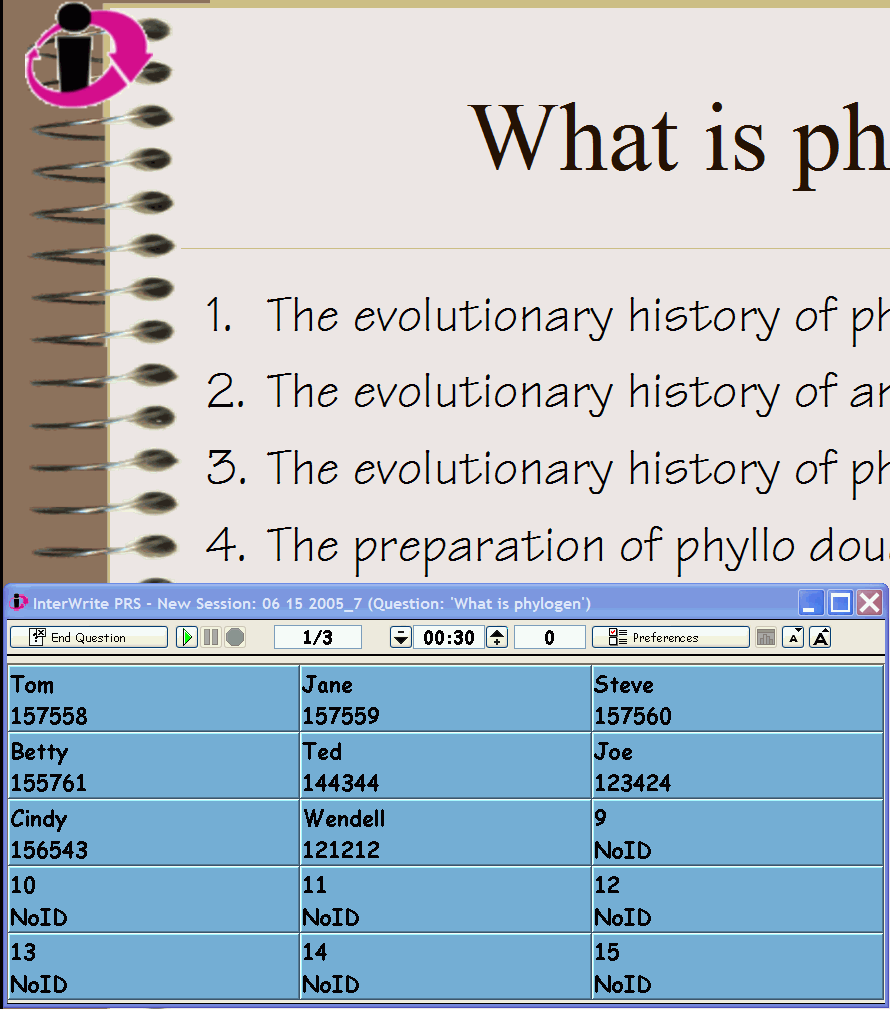 Session dialog for PRS PowerPoint Question
