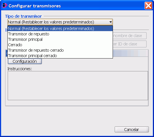 El dilogo Configurar transmisores del men de RF