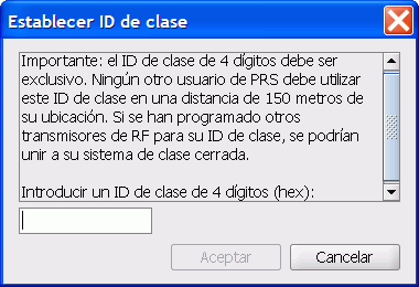 Diálogo Establecer ID de clase