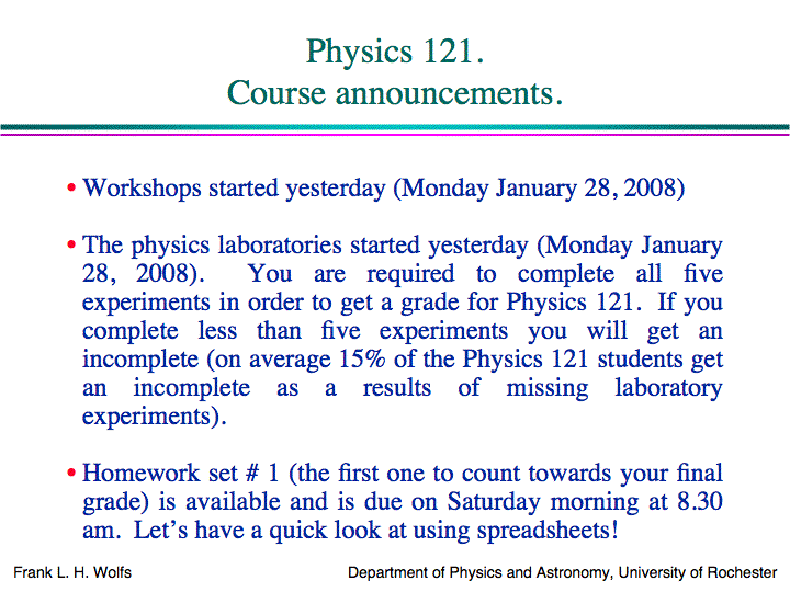 PowerPoint Presentation - Physics 121. Lecture 04.