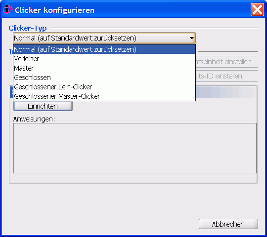 Das Dialogfeld Clicker konfigurieren aus dem RF-Men