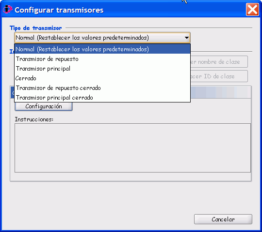 El dilogo Configurar transmisores del men de RF