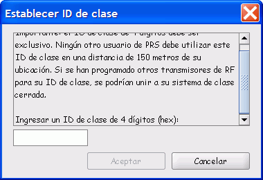 Dilogo Establecer ID de clase