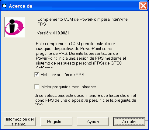 El dilogo Acerca del complemento de PRS
