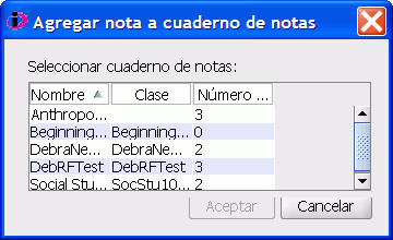 El dilogo Agregar nota a cuaderno de notas