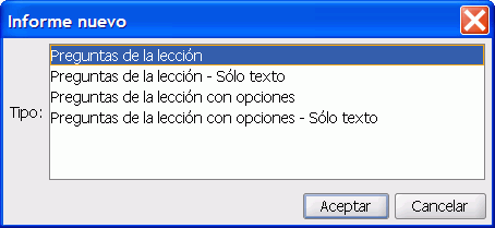Dilogo Crear un informe de la leccin
