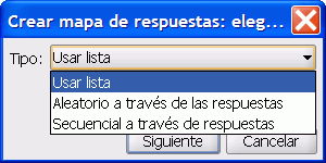 Las opciones de Crear tipo de mapa de respuestas