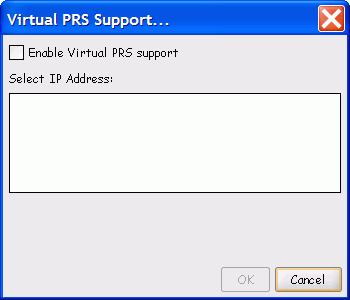 The Virtual PRS Support dialog