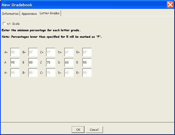 The New Gradebook Letter Grades Tab